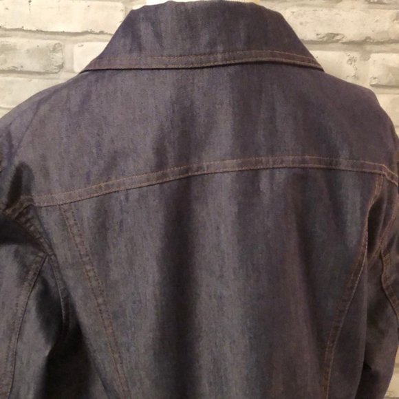 Utex Designs light lined denim jacket medium button front fall layered look - Picture 4 of 7